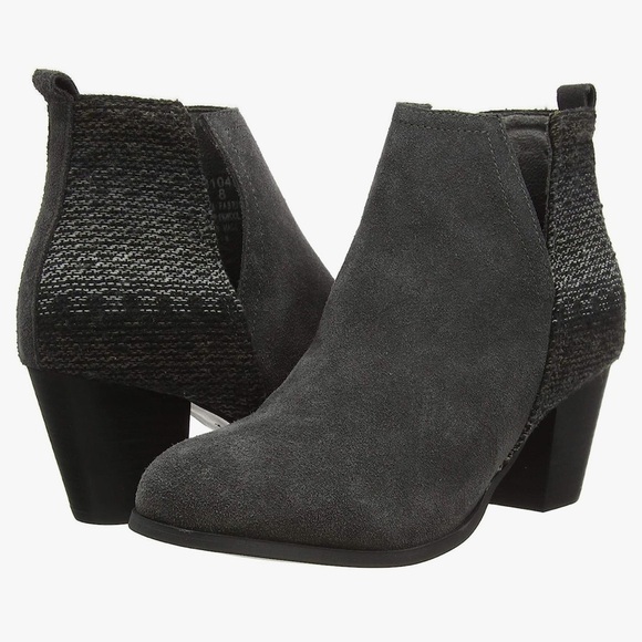 Minnetonka Mari Genuine Suede Charcoal Moccasin Heeled Ankle Booties - Picture 1 of 13